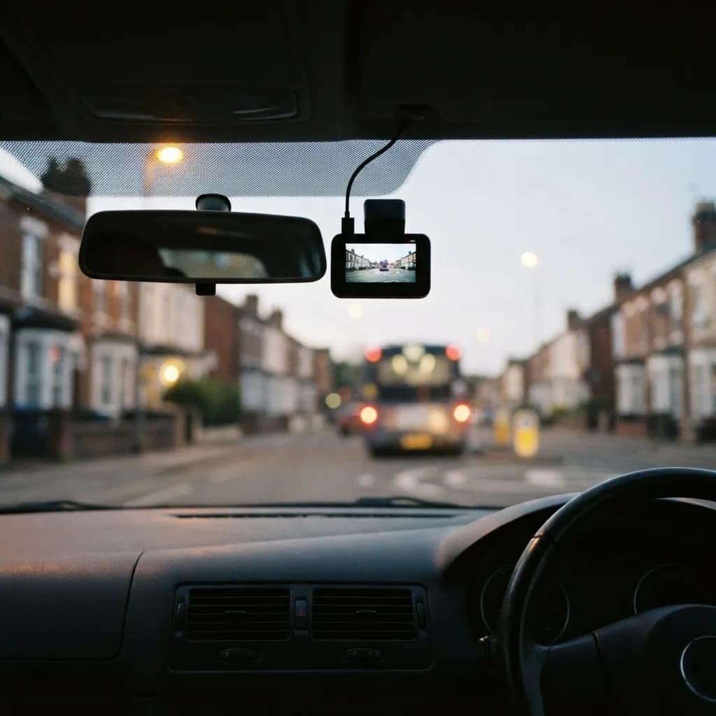 The Halden Duo 4K behind the mirror on an evening drive