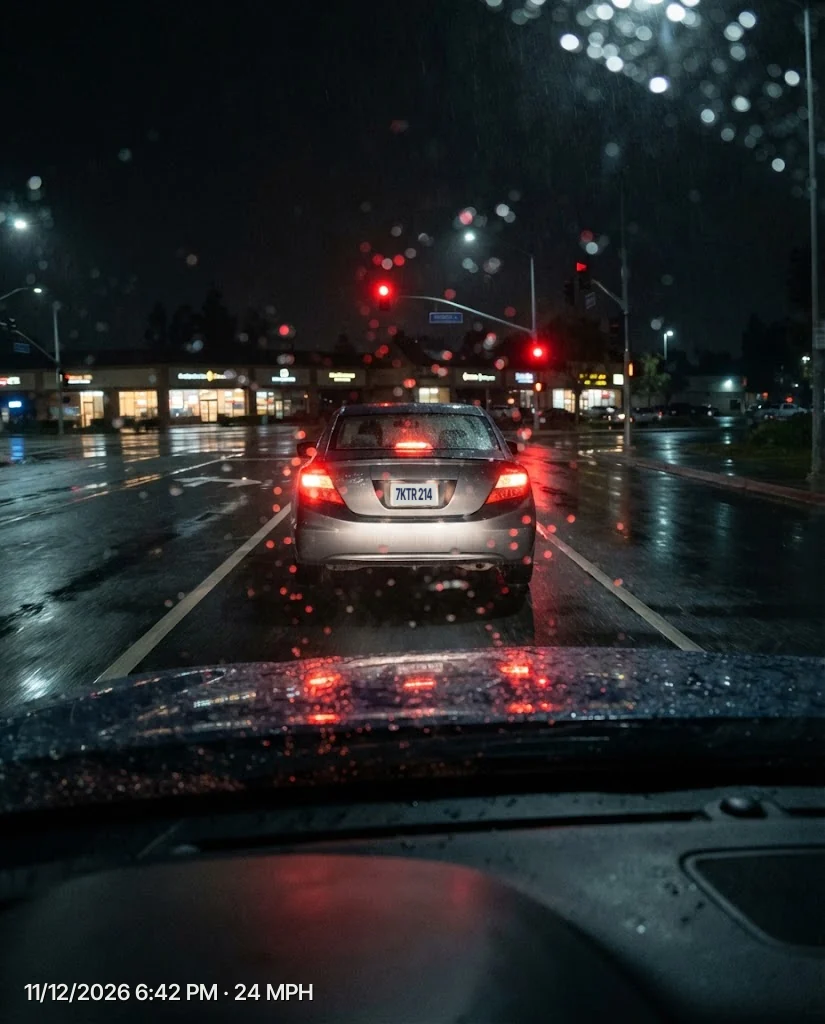 The same night scene from the Halden Duo 4K, the plate of the car ahead clear